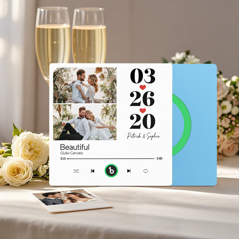 Custom Music Fridge Magnet Personalized 2 Photos Song Magnet That Can Play Songs Wedding Gifts Anniversary Gifts for Couple - Fridgebeatsuk