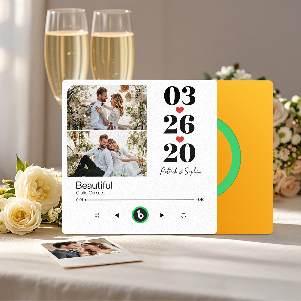 Custom Music Fridge Magnet Personalized 2 Photos Song Magnet That Can Play Songs Wedding Gifts Anniversary Gifts for Couple - Fridgebeatsuk
