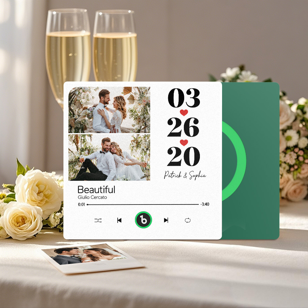 Custom Music Fridge Magnet Personalized 2 Photos Song Magnet That Can Play Songs Wedding Gifts Anniversary Gifts for Couple - Fridgebeatsuk