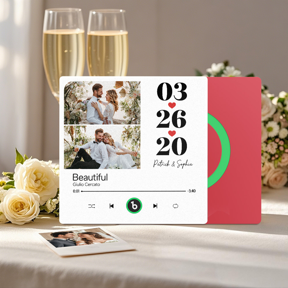 Custom Music Fridge Magnet Personalized 2 Photos Song Magnet That Can Play Songs Wedding Gifts Anniversary Gifts for Couple - Fridgebeatsuk