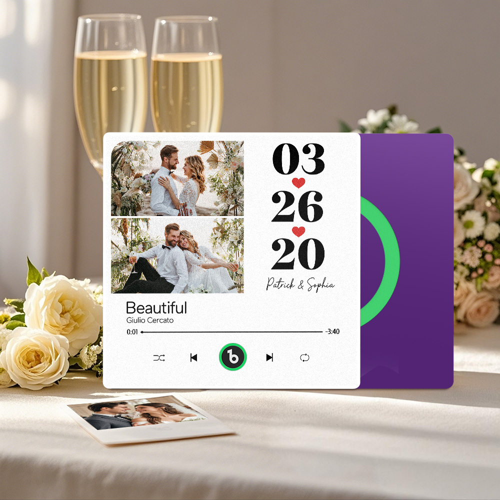 Custom Music Fridge Magnet Personalized 2 Photos Song Magnet That Can Play Songs Wedding Gifts Anniversary Gifts for Couple - Fridgebeatsuk
