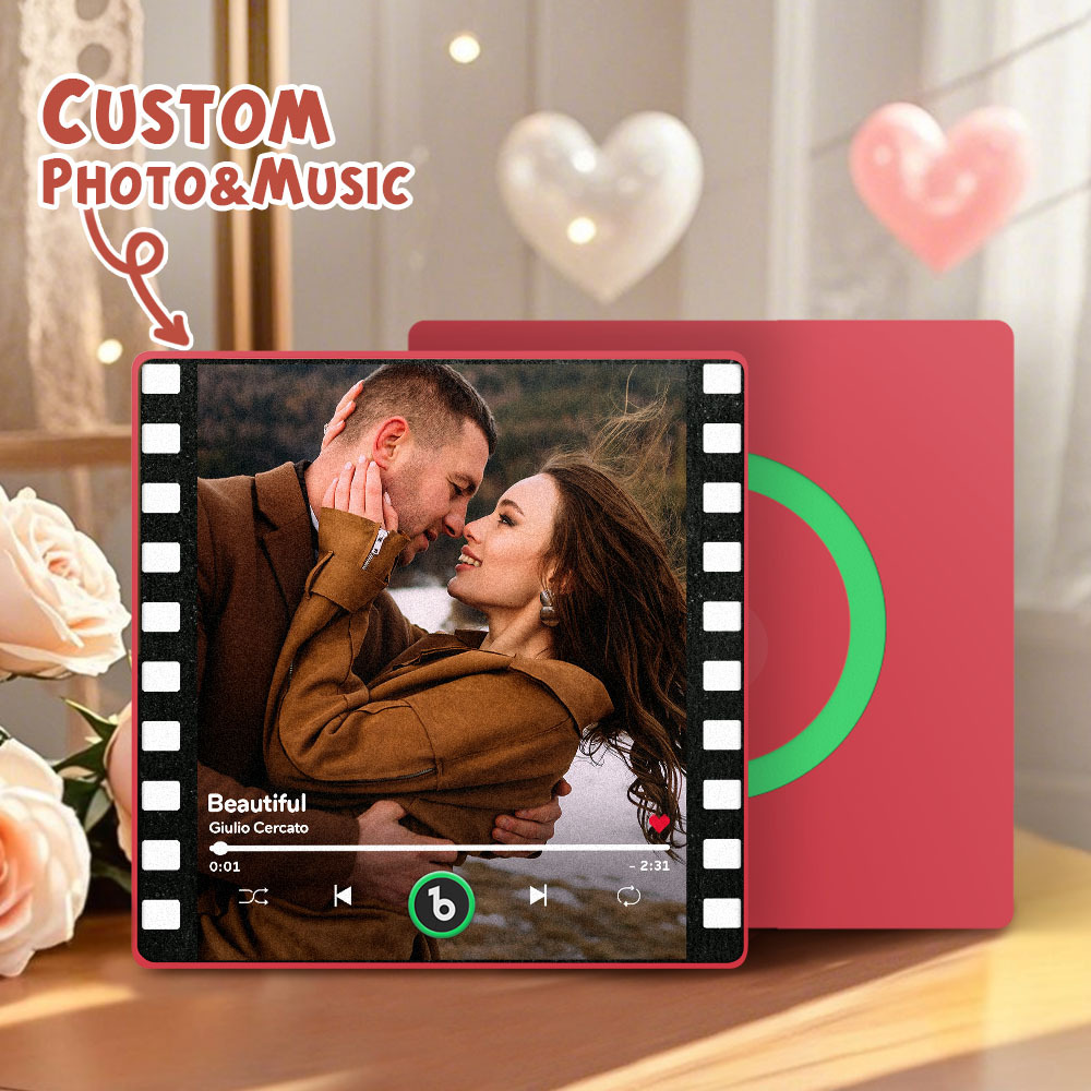 Custom Portrait Vintage Stamp Music Fridge Magnet Personalized Photo Name Postage Stamp Music Fridge Magnet That Can Play Song Gifts for Him - Fridgebeatsuk