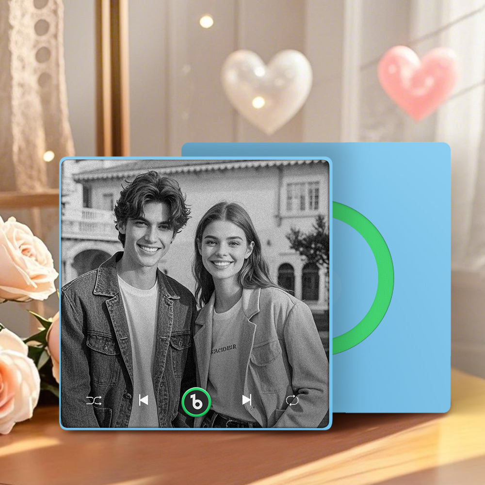 Custom Music Personalized Black & White Photo Fridge Magnet Supports Bluetooth Connectivity Custom Music Fridge Magnet Couple Gift Singing Refrigerator Magnet Wedding Gift for Him - Fridgebeatsuk