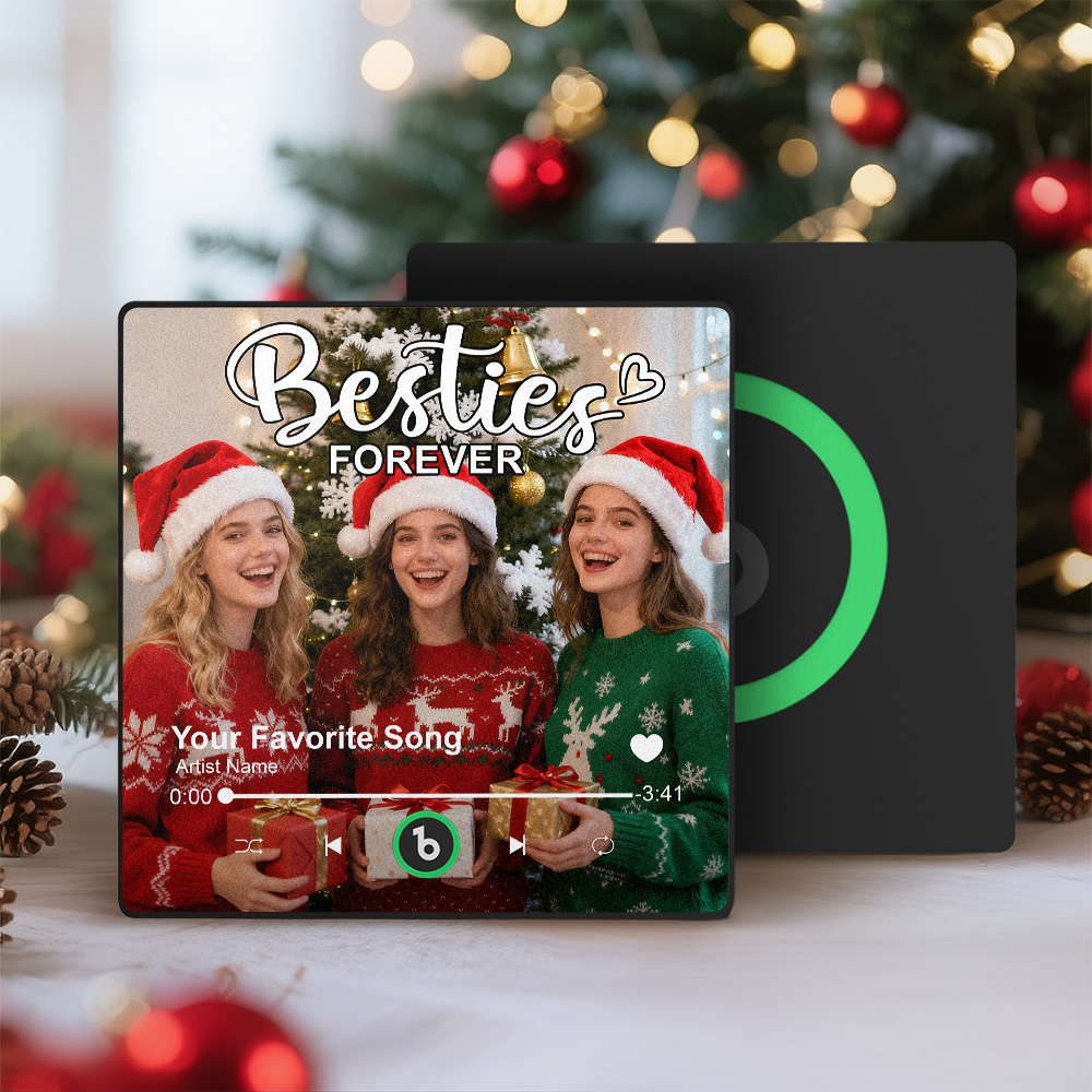 Personalized Music Fridge Magnet Custom Besties Forever Song Magnet Heartfelt Christmas Gift For Best Friends