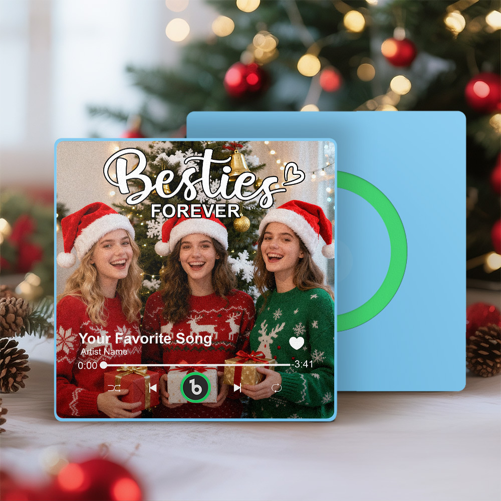 Personalized Music Fridge Magnet Custom Besties Forever Song Magnet Heartfelt Christmas Gift For Best Friends - Fridgebeatsuk