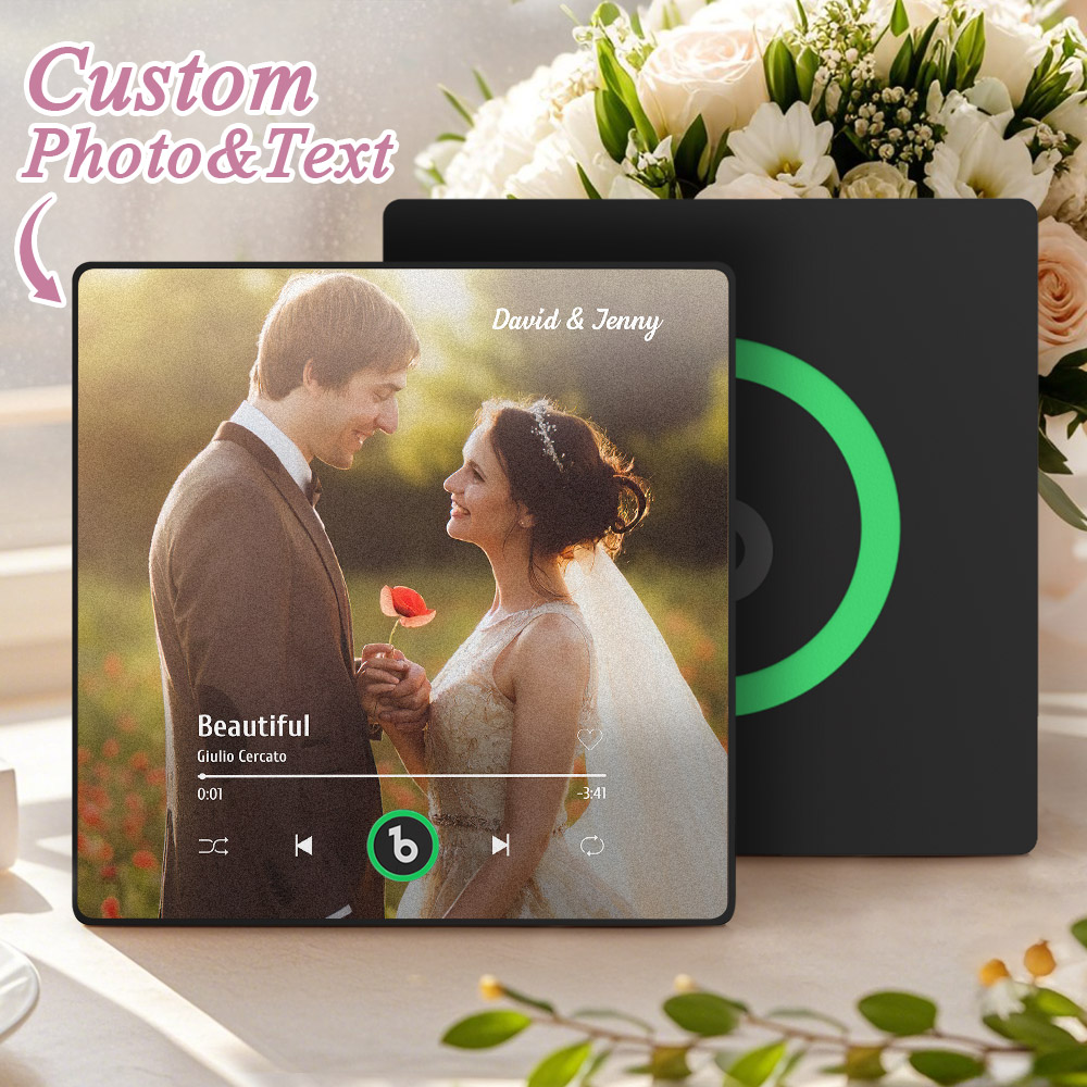 Custom Music Fridge Magnet Custom Colorful Frame Album Fridge Magnet Music Wall Photo Sticker Song Magnets That Can Play Music Wedding Gifts