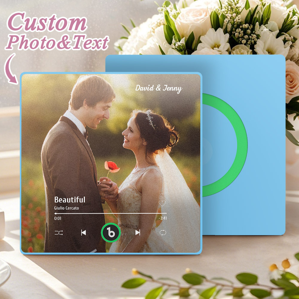 Custom Music Fridge Magnet Custom Colorful Frame Album Fridge Magnet Music Wall Photo Sticker Song Magnets That Can Play Music Wedding Gifts - Fridgebeatsuk