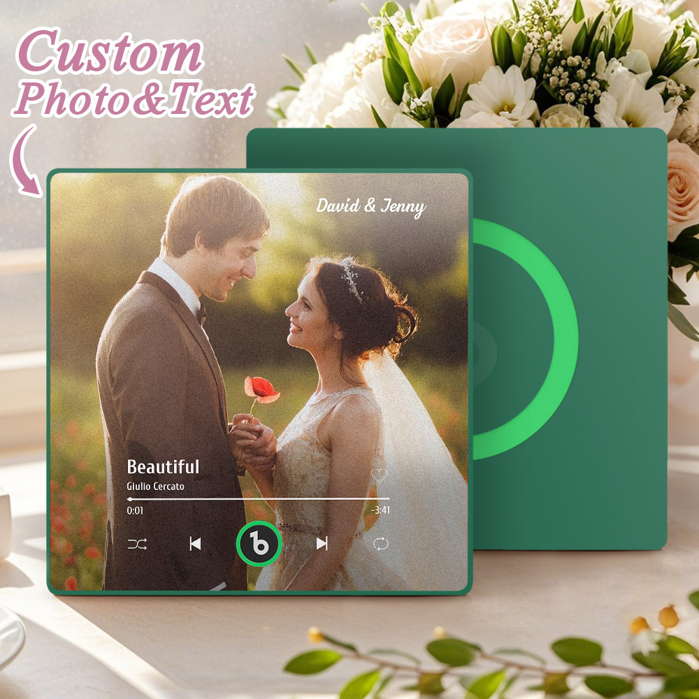 Custom Music Fridge Magnet Custom Colorful Frame Album Fridge Magnet Music Wall Photo Sticker Song Magnets That Can Play Music Wedding Gifts - Fridgebeatsuk