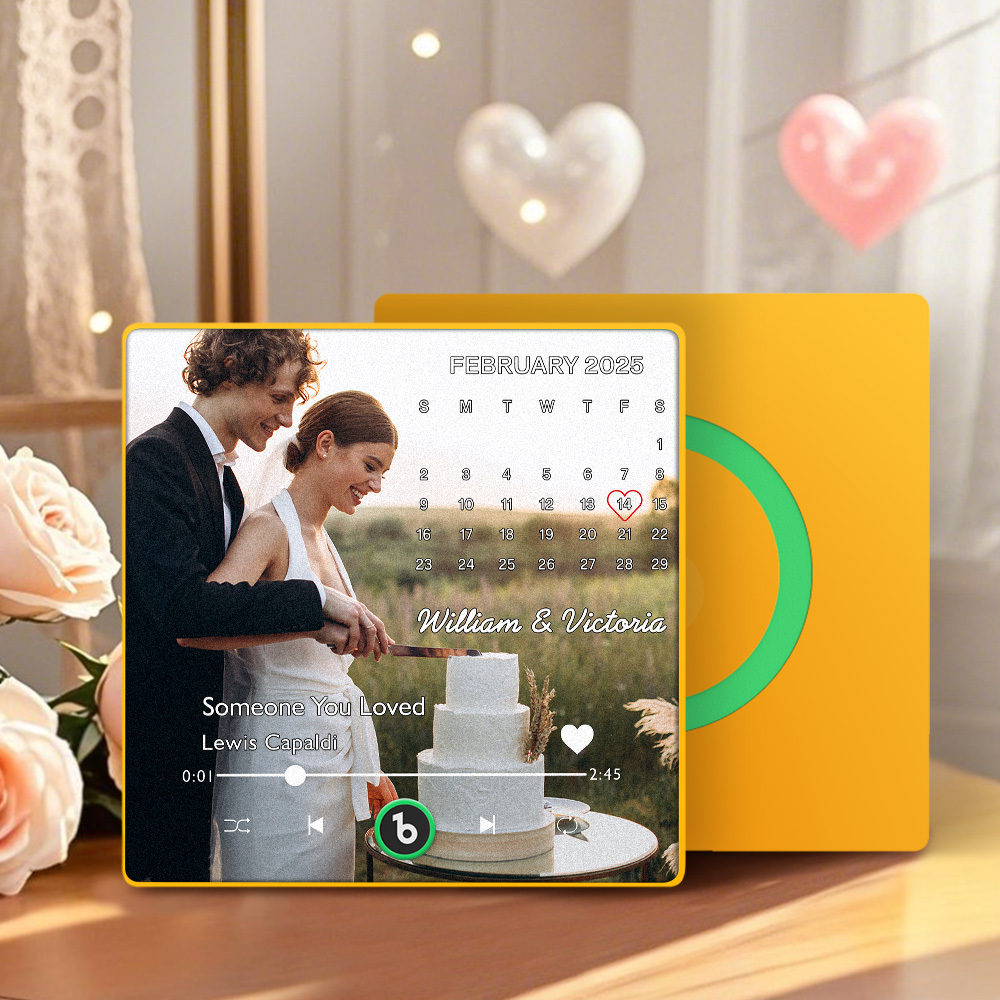 Personalized Photo Music Fridge Magnet with Custom Date Unique Wedding Gift for Couples - Fridgebeatsuk