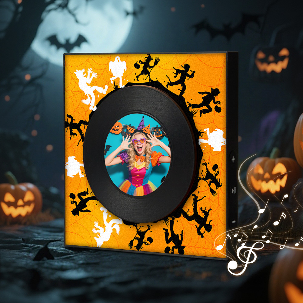 Custom Music & Photo Fridge Magnet Can Customize 1-6  Vinyl Record and Songs Personalized Vintage Photo Song That Can Play Music Halloween Gifts for Couple - Fridgebeatsuk