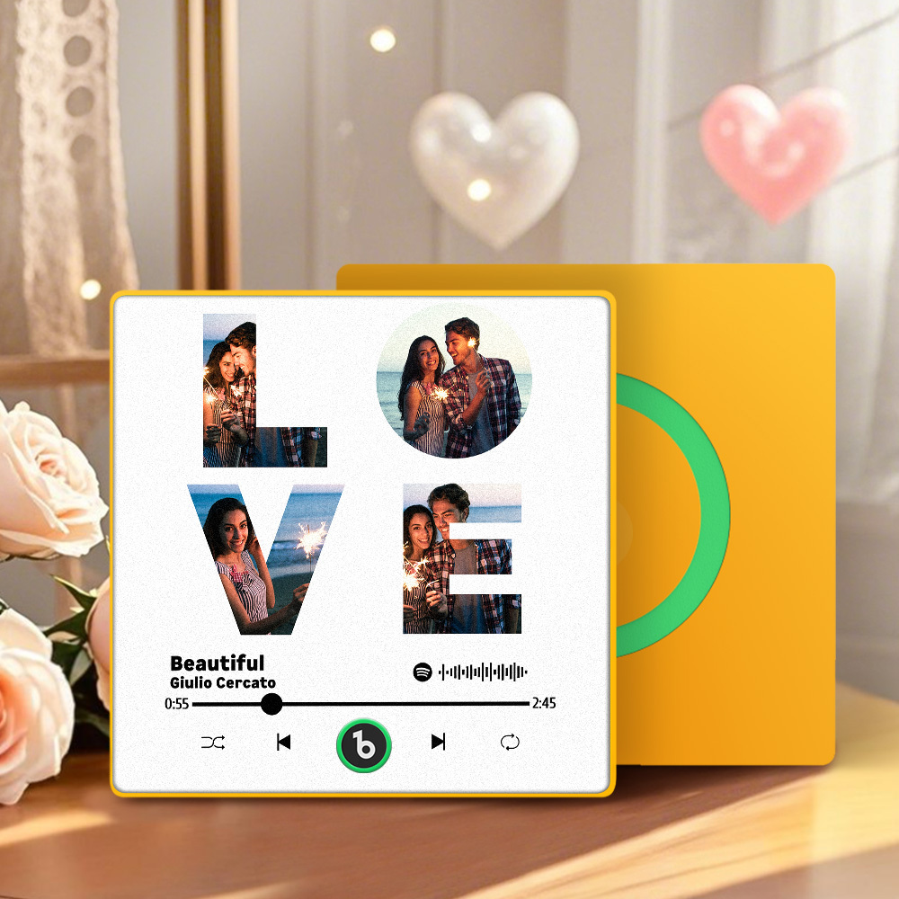 Custom Music Fridge Magnet Personalized Picture Music Fridge Magnet LOVE Photo Refrigerator Magnet Romantic Present for Valentine's Day - Fridgebeatsuk