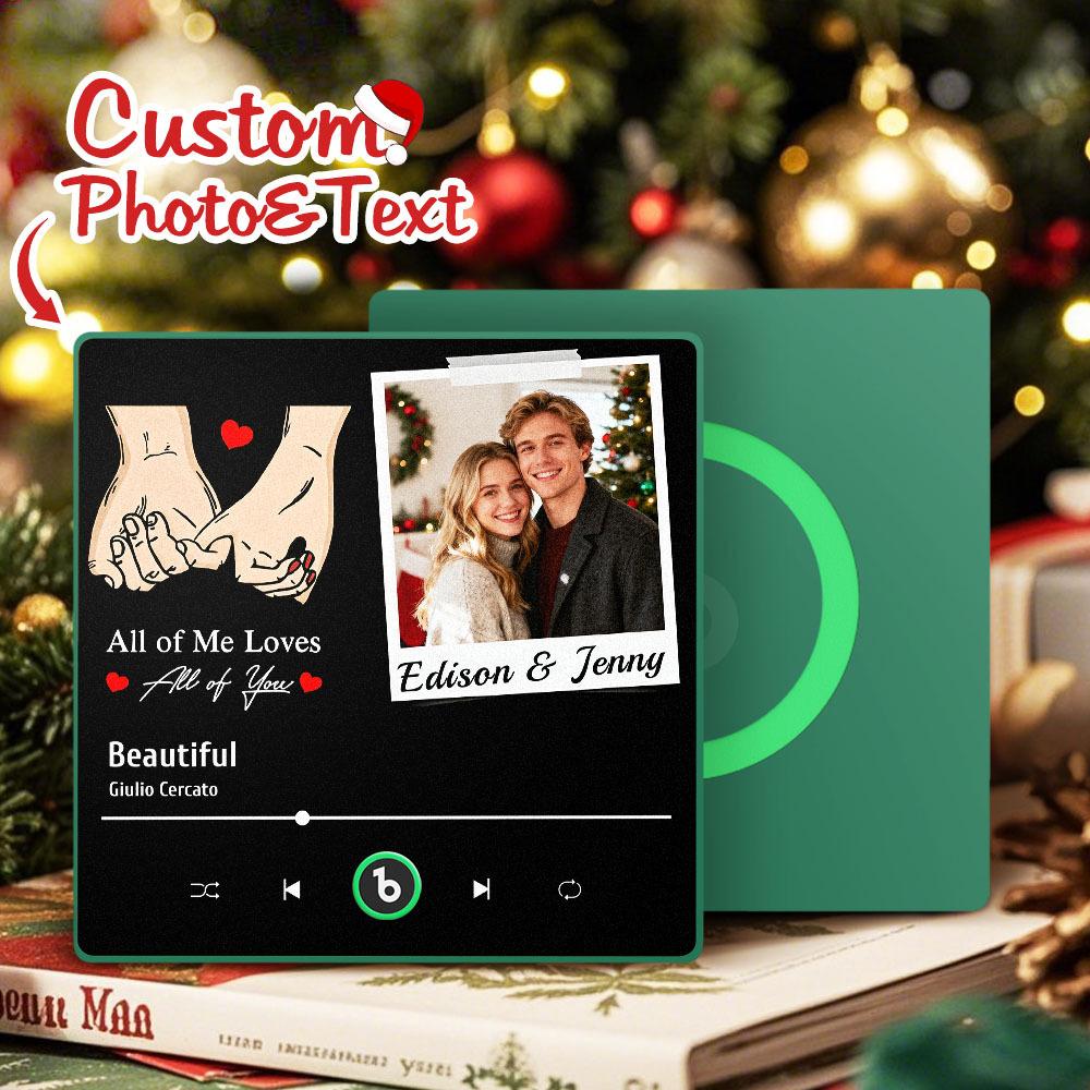 Personalized Picture Music Fridge Magnet Best Gift for Couple "All Of Me Loves All Of You" Christmas Gifts - Fridgebeatsuk