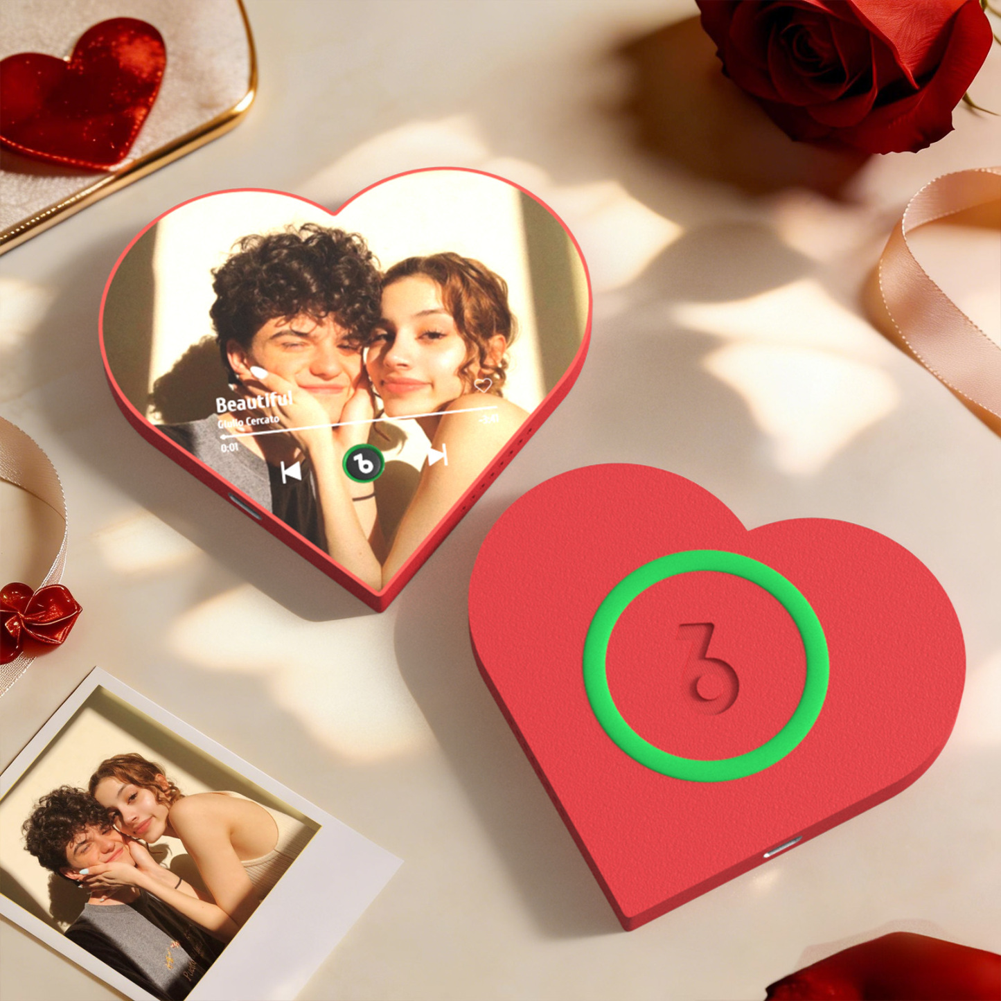 Custom Heart-Shaped Music Photo Fridge Magnet Romantic Gift for Couples Valentine's Day Gifts - Fridgebeatsuk