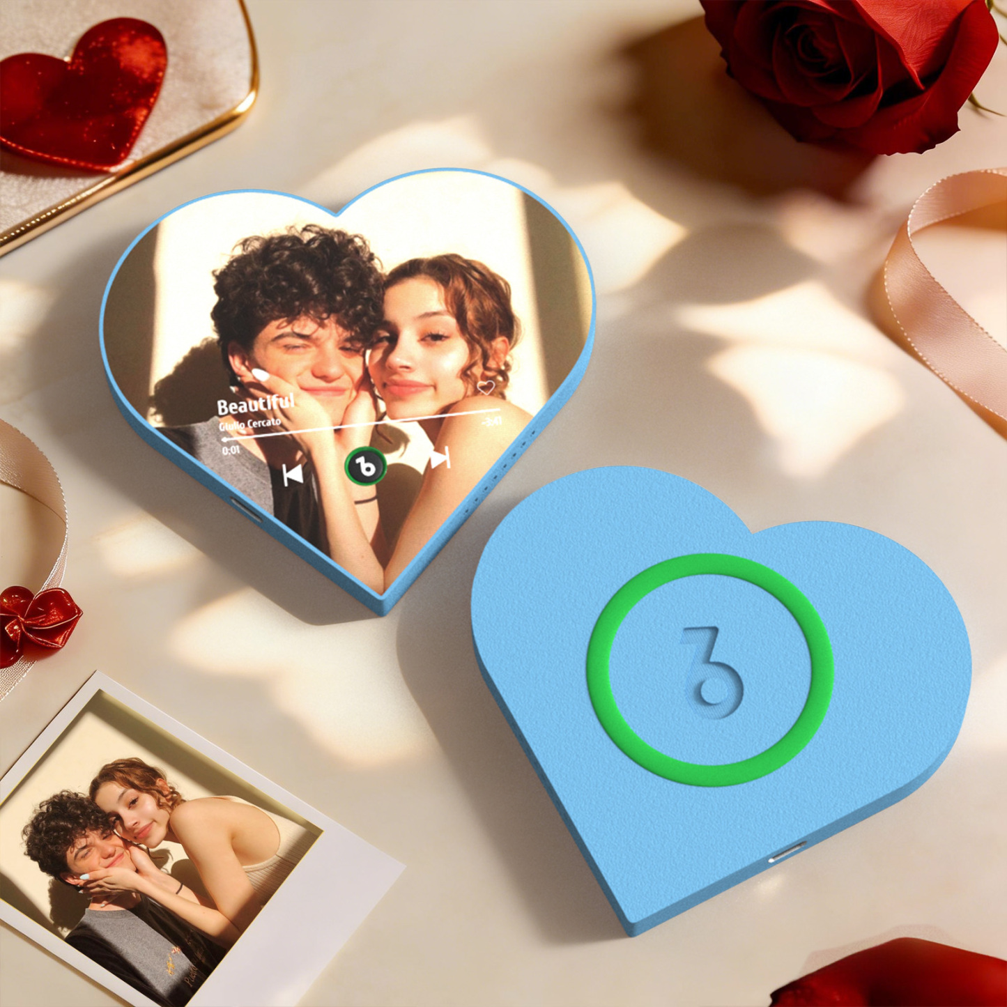 Custom Heart-Shaped Music Photo Fridge Magnet Romantic Gift for Couples Valentine's Day Gifts - Fridgebeatsuk