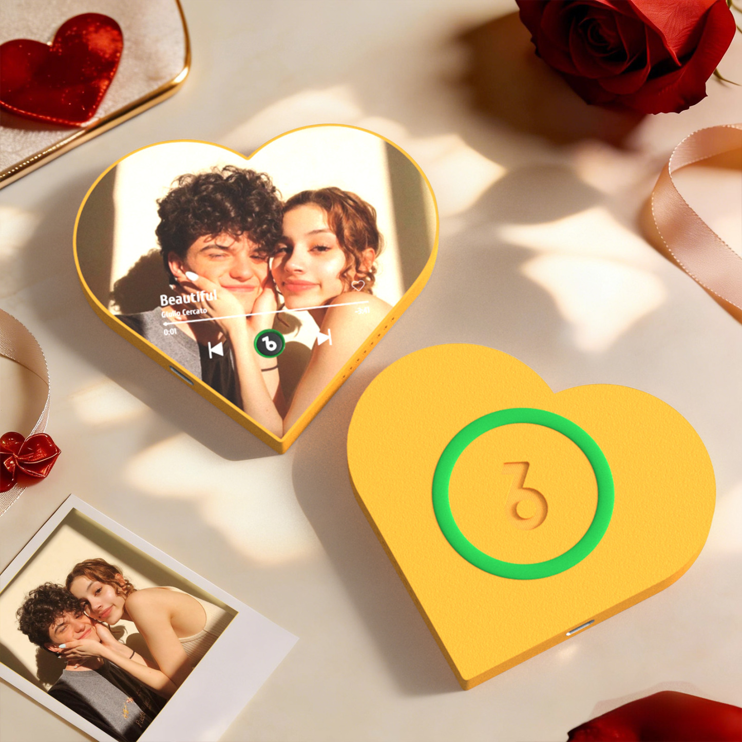 Custom Heart-Shaped Music Photo Fridge Magnet Romantic Gift for Couples Valentine's Day Gifts - Fridgebeatsuk