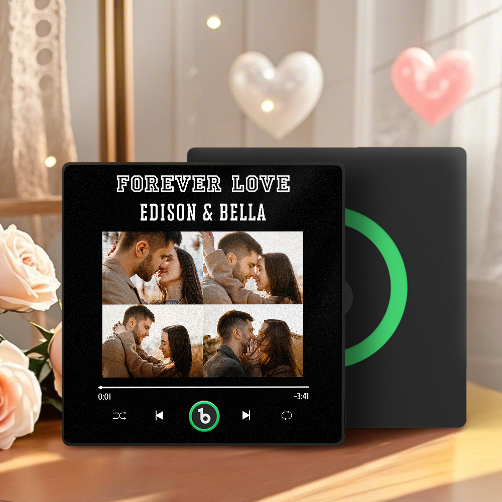 Custom Music Fridge Magnet Personalized 4 Photos Song Magnet Valentine's Day Gift Anniversary Gift for Lover - Fridgebeatsuk