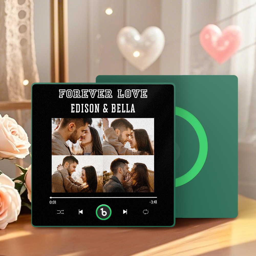 Custom Music Fridge Magnet Personalized 4 Photos Song Magnet Valentine's Day Gift Anniversary Gift for Lover - Fridgebeatsuk