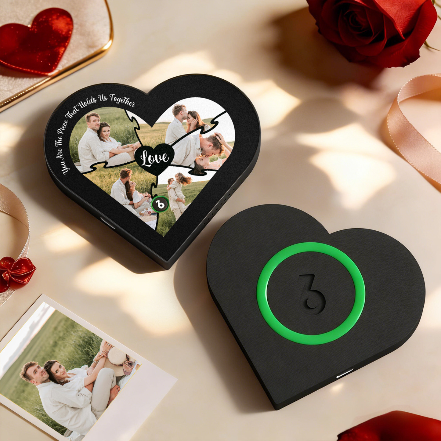 Custom Heart-Shaped Music Photo Fridge Magnet Romantic Gift for Couples Valentine's Day Gifts - Fridgebeatsuk