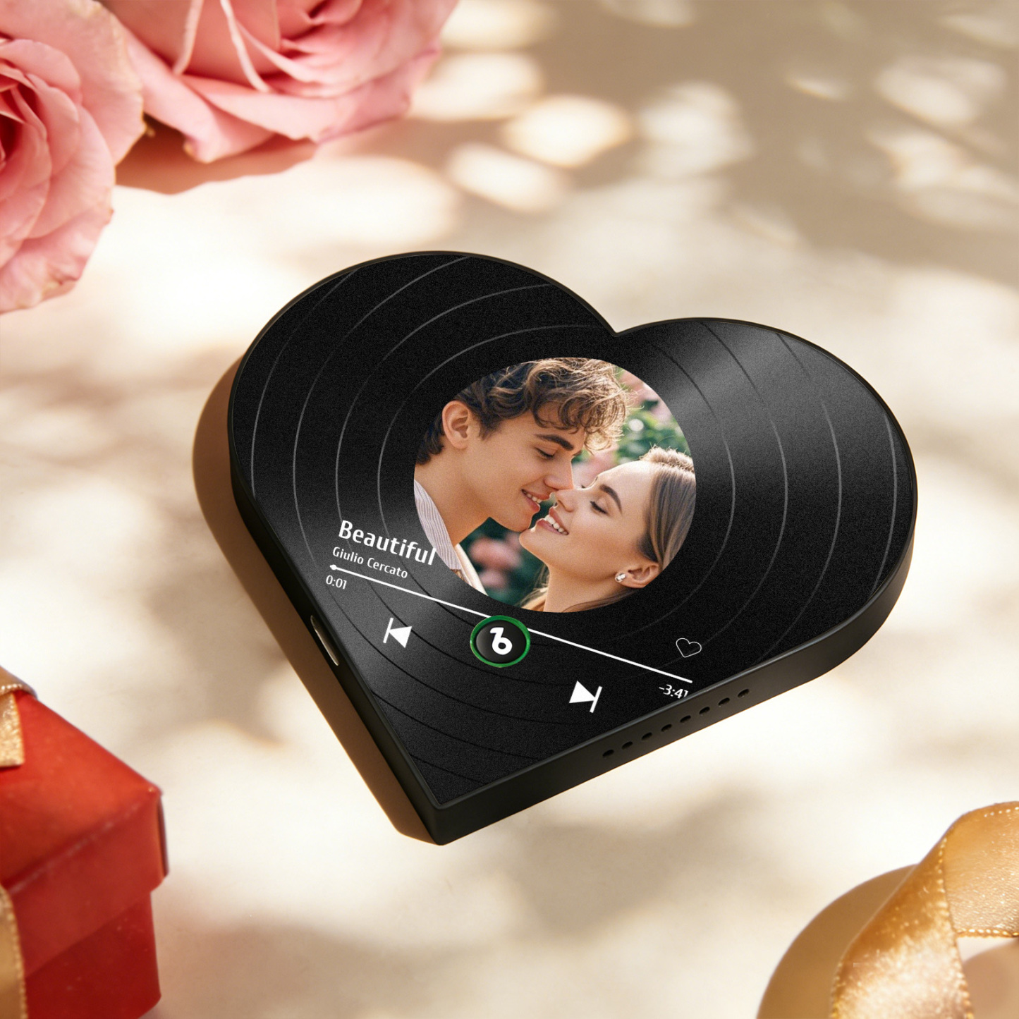 Custom Heart-Shaped Music Photo Fridge Magnet Vinyl Records Style Romantic Gift for Couples Valentine's Day Gifts - Fridgebeatsuk
