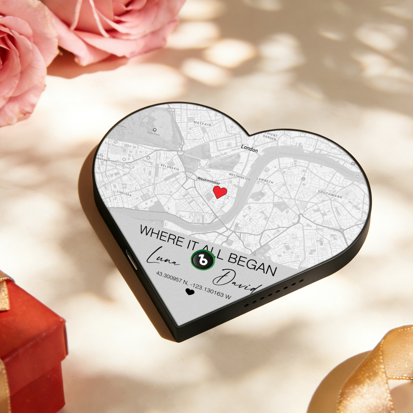 Custom Heart-Shaped Music Fridge Magnet Location Map Fridge Magnet Romantic Gift for Couples Valentine's Day Gifts - Fridgebeatsuk