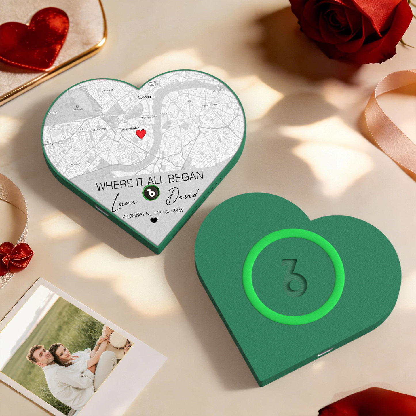 Custom Heart-Shaped Music Fridge Magnet Location Map Fridge Magnet Romantic Gift for Couples Valentine's Day Gifts - Fridgebeatsuk