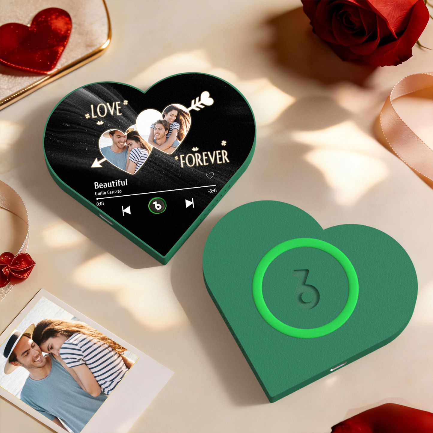 Custom Heart-Shaped Music Photo Fridge Magnet Love Forever Romantic Gift for Couples Valentine's Day Gifts - Fridgebeatsuk