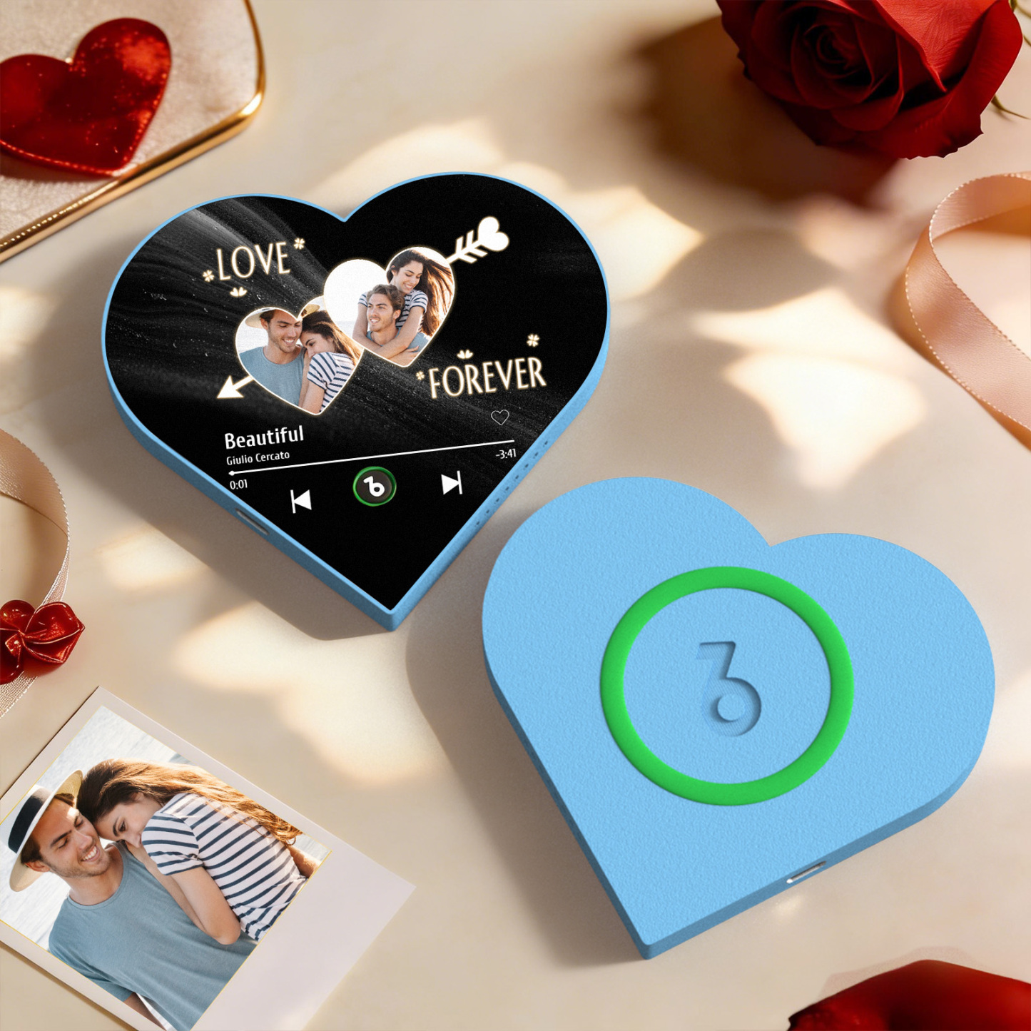 Custom Heart-Shaped Music Photo Fridge Magnet Love Forever Romantic Gift for Couples Valentine's Day Gifts - Fridgebeatsuk