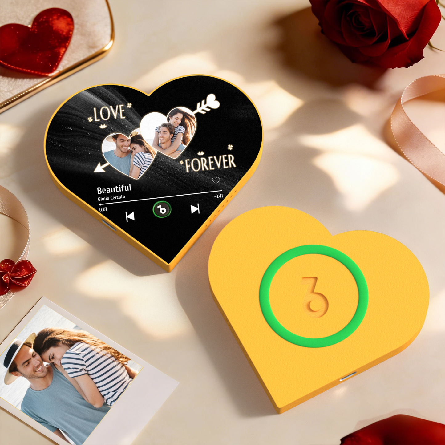 Custom Heart-Shaped Music Photo Fridge Magnet Love Forever Romantic Gift for Couples Valentine's Day Gifts - Fridgebeatsuk