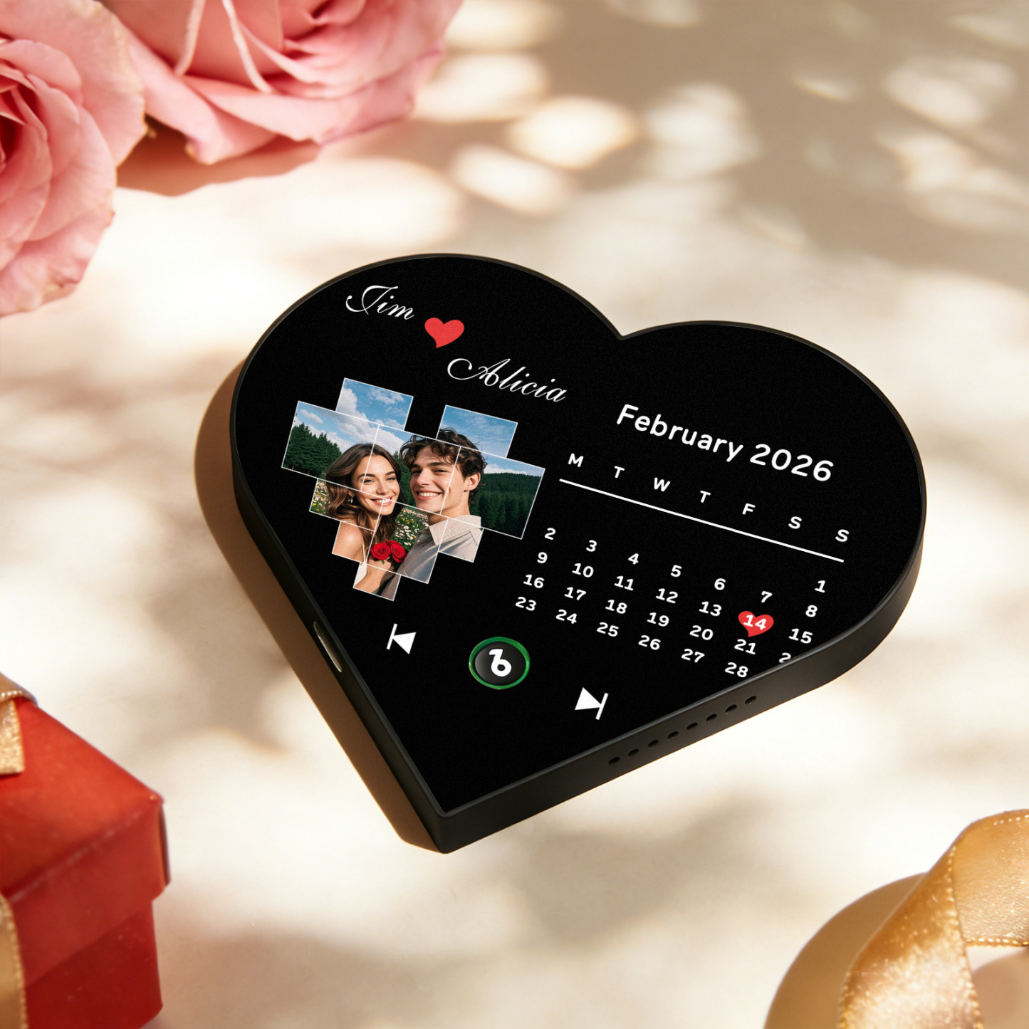 Custom Heart-Shaped Music Photo Fridge Magnet Calendar Style Romantic Gift for Couples Valentine's Day Gifts - Fridgebeatsuk