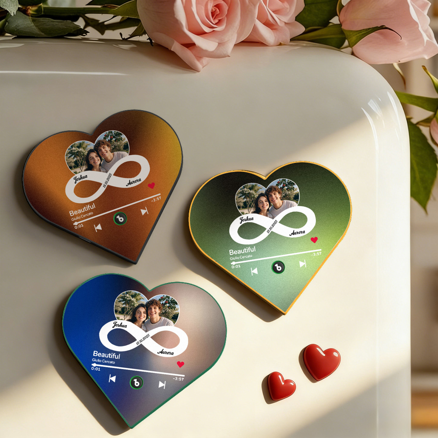 Custom Heart-Shaped Photo Music Fridge Magnet Forever Love Romantic Gift for Couples Valentine's Day Gifts - Fridgebeatsuk