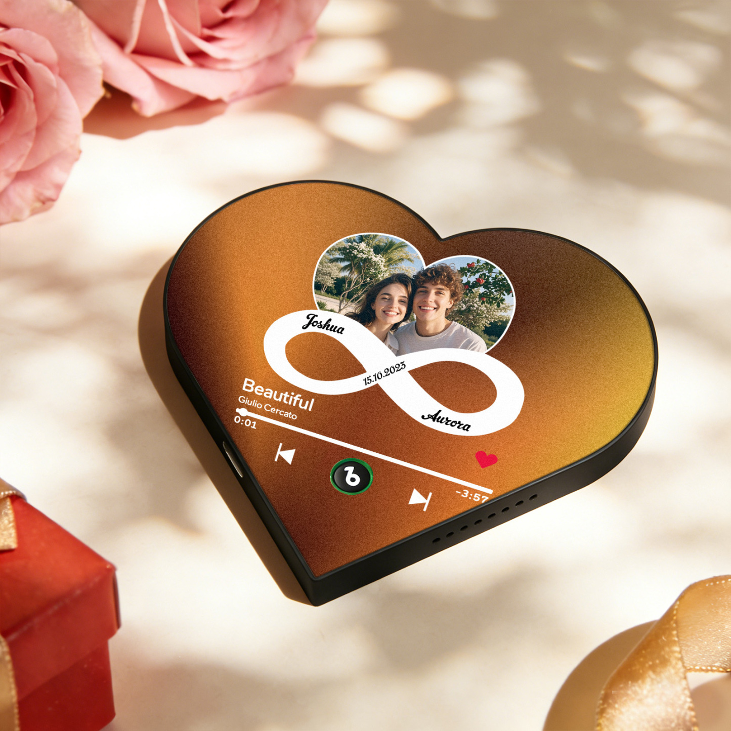 Custom Heart-Shaped Photo Music Fridge Magnet Forever Love Romantic Gift for Couples Valentine's Day Gifts - Fridgebeatsuk