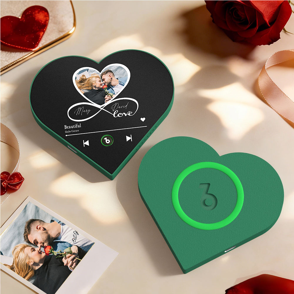 Custom Heart-Shaped Photo Music Fridge Magnet Infinite Love Romantic Gift for Couples Valentine's Day Gifts - Fridgebeatsuk