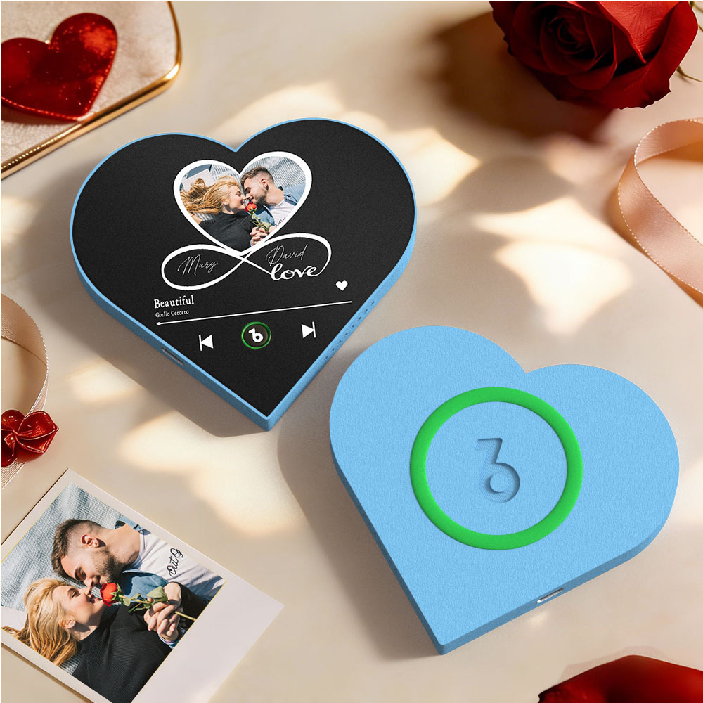 Custom Heart-Shaped Photo Music Fridge Magnet Infinite Love Romantic Gift for Couples Valentine's Day Gifts - Fridgebeatsuk