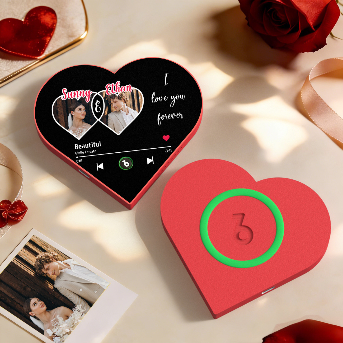 Custom Heart-Shaped Photo Music Fridge Magnet Eternal Love Romantic Gift for Couples Valentine's Day Gifts - Fridgebeatsuk