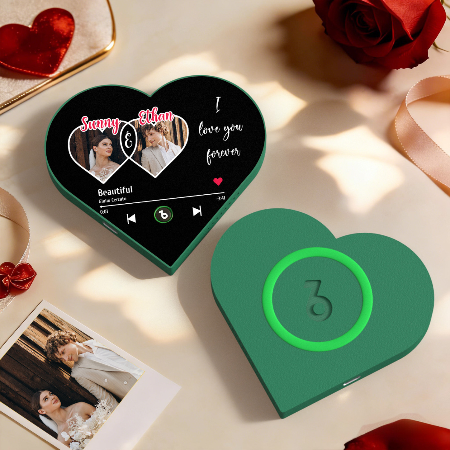 Custom Heart-Shaped Photo Music Fridge Magnet Eternal Love Romantic Gift for Couples Valentine's Day Gifts - Fridgebeatsuk