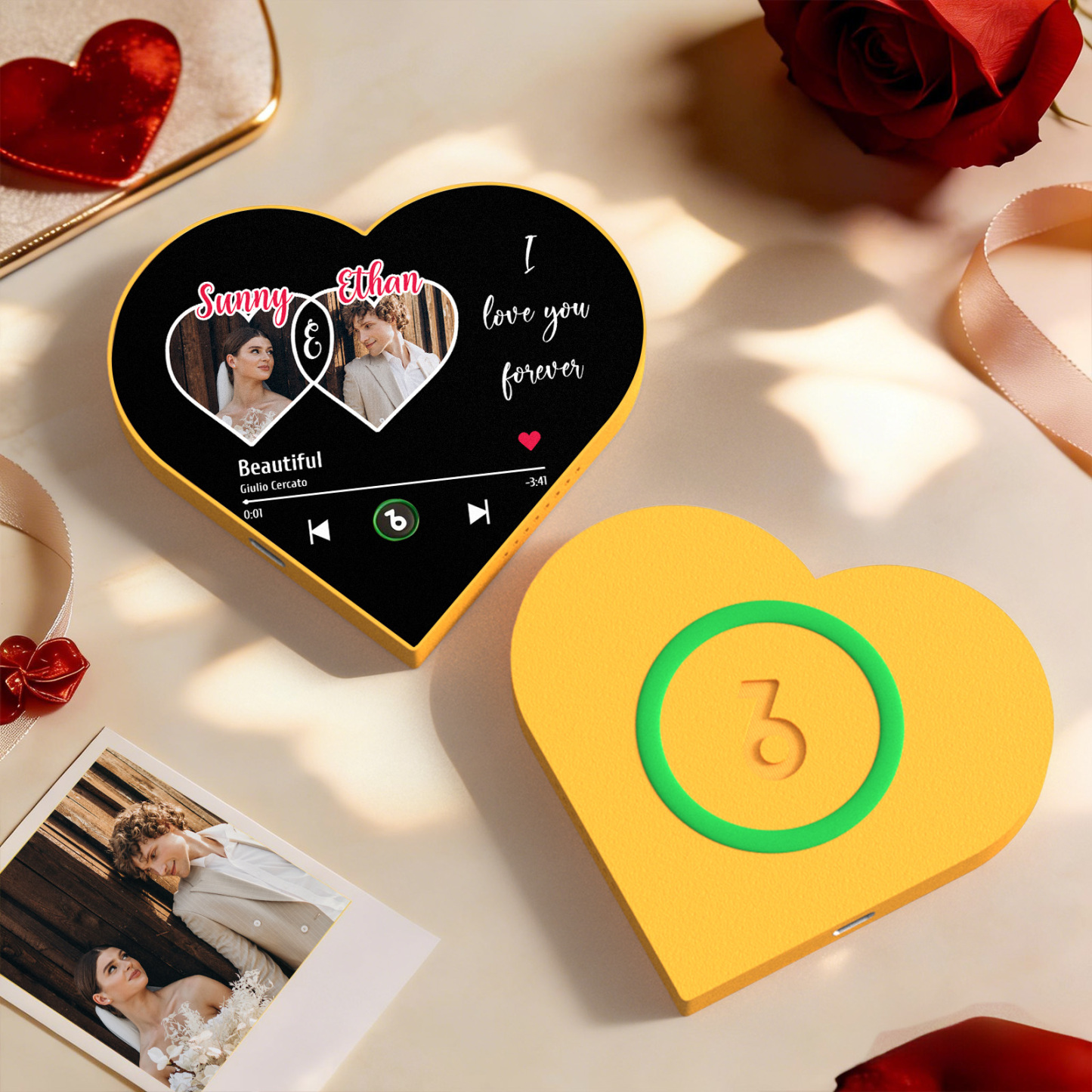Custom Heart-Shaped Photo Music Fridge Magnet Eternal Love Romantic Gift for Couples Valentine's Day Gifts - Fridgebeatsuk