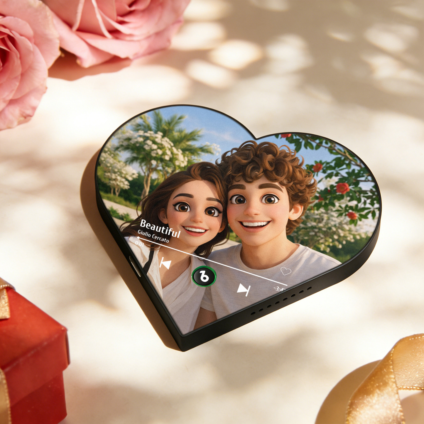 Custom Heart-Shaped Cartoon Style Photo Music Fridge Magnet Romantic Gift for Couples Valentine's Day Gifts - Fridgebeatsuk