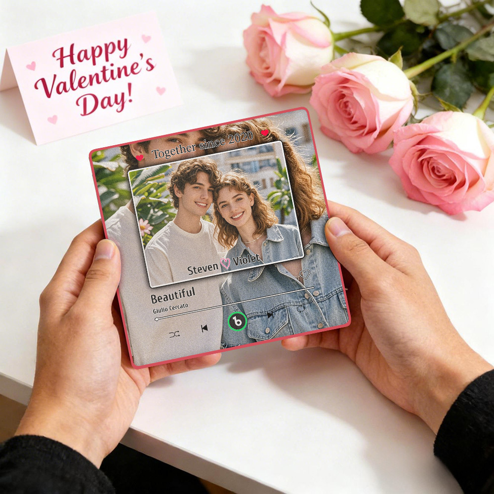 Custom Music Fridge Magnet Personalized Photo Song Magnet Valentine's Day Anniversary Gift for Couple - Fridgebeatsuk