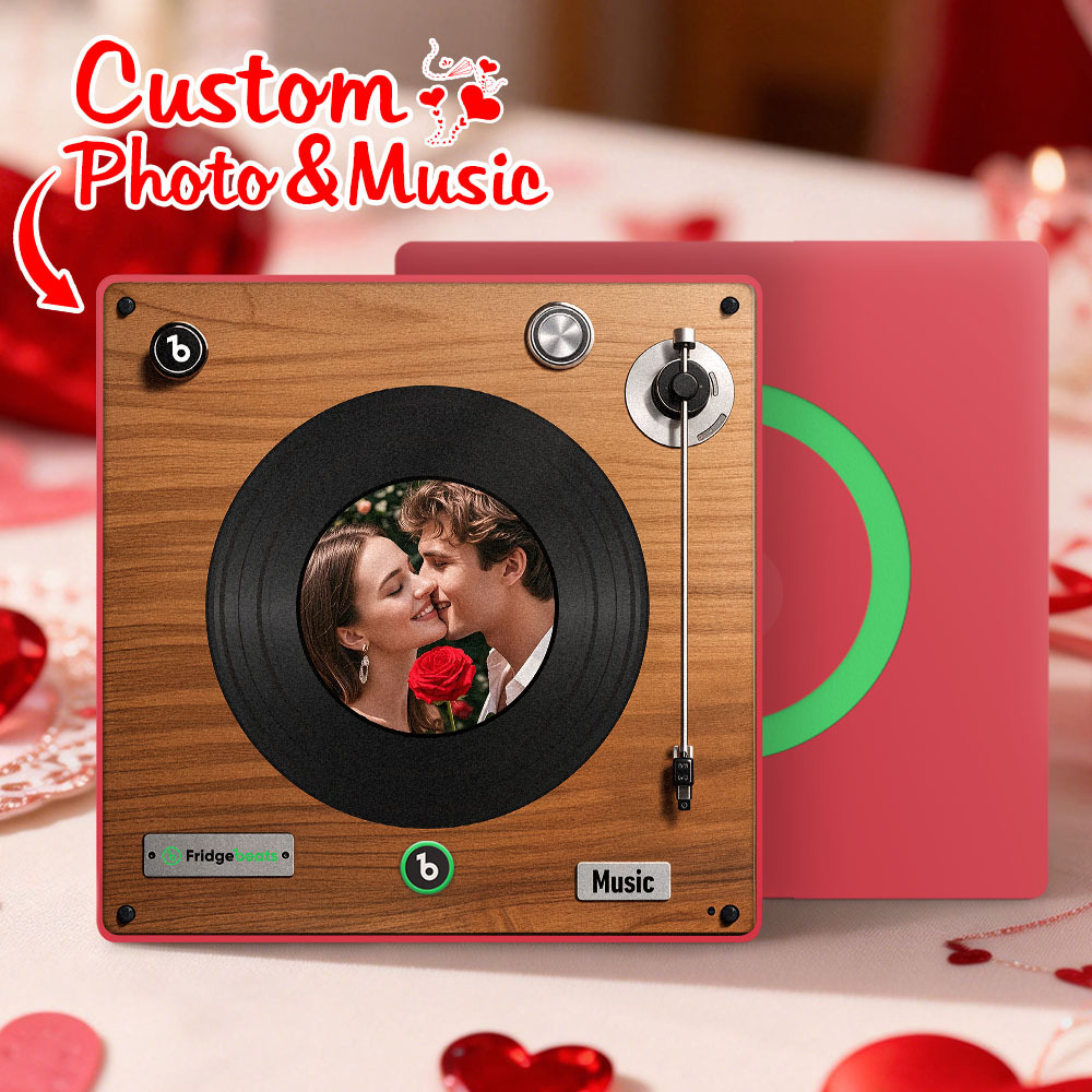 Custom Music Fridge Magnet Personalized Whole Song Photo Frame with Music Personalized Vinyl Record Picture Frame Valentine's Day Gifts for Boyfriend - Fridgebeatsuk
