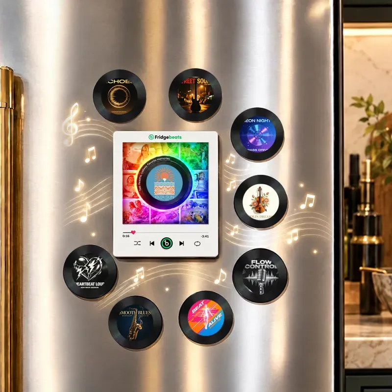 Personalized Photo & Music Vinyl Fridge Magnet with Rotating Record– Custom Records with Light Fridgebeats V6.0 - Fridgebeatsuk