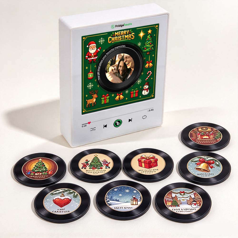 Custom Christmas Mini Vinyl Player with 9 Exchangeable Discs - Vintage Holiday Music Box & Perfect Christmas Gift for Music Lovers