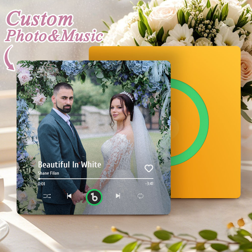 Custom Music Photo Fridge Magnet Personalized Photo Music Fridge Magnet That Can Play Music Without Cellphone Supports Bluetooth Connectivity Wedding Gift for Her - Fridgebeatsuk