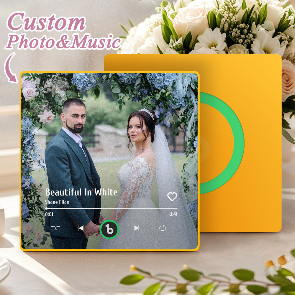 Custom Music Photo Fridge Magnet Personalized Photo Music Fridge Magnet That Can Play Music Without Cellphone Supports Bluetooth Connectivity Wedding Gift for Her - Fridgebeatsuk