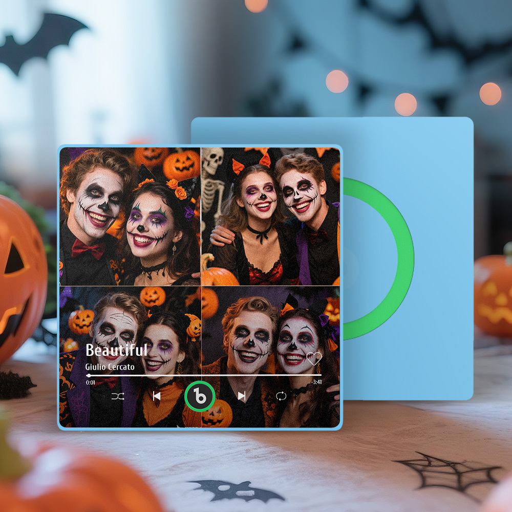 Custom Music Multiple Photo Fridge Magnet Personalized 4 Photo Music Fridge Magnet That Can Play Music Without Cellphone Supports Bluetooth Connectivity Halloween Gifts for Him - Fridgebeatsuk