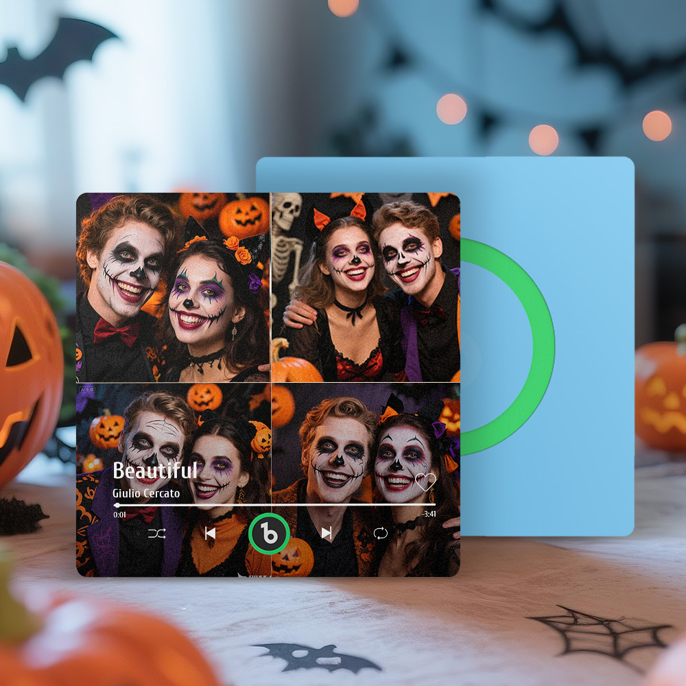 Custom Music Multiple Photo Fridge Magnet Personalized 4 Photo Music Fridge Magnet That Can Play Music Without Cellphone Supports Bluetooth Connectivity Halloween Gifts for Him - Fridgebeatsuk