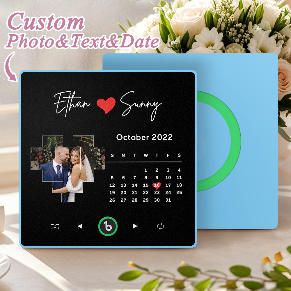 Custom Musical Fridge Magnets Personalized Heart Photo Calendar Song Magnet For Fridge with Date Wedding Gifts Anniversary Gifts for Him - Fridgebeatsuk