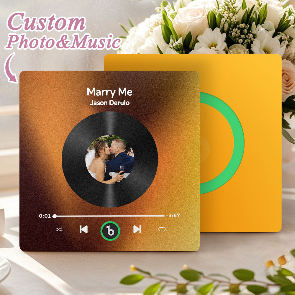 Custom Music Fridge Magnet Custom Colorful Frame Album Fridge Magnet Music Wall Photo Sticker Song Magnets That Can Play Music Wedding Gifts for Her - Fridgebeatsuk