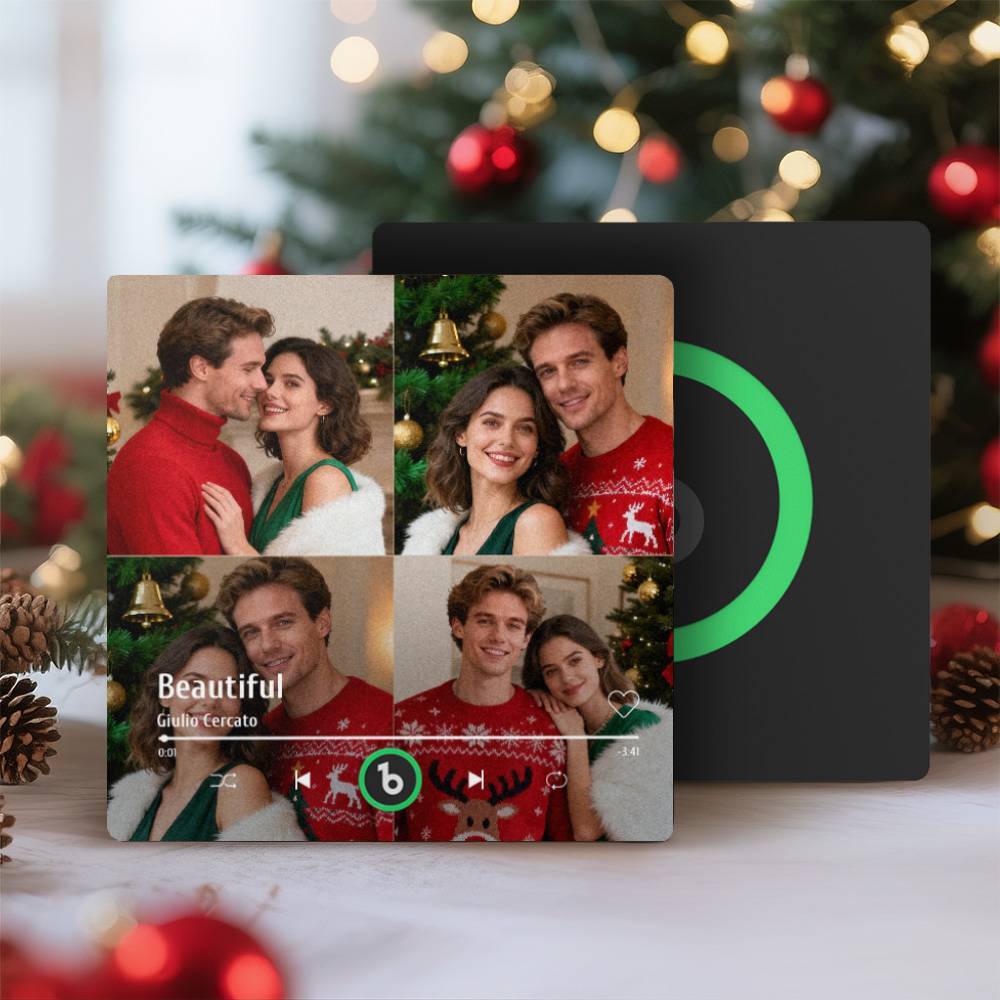 Custom Music Multiple Photo Fridge Magnet Personalized 4 Photo Music Fridge Magnet That Can Play Music Without Cellphone Supports Bluetooth Connectivity Christmas Gifts for Him - Fridgebeatsuk