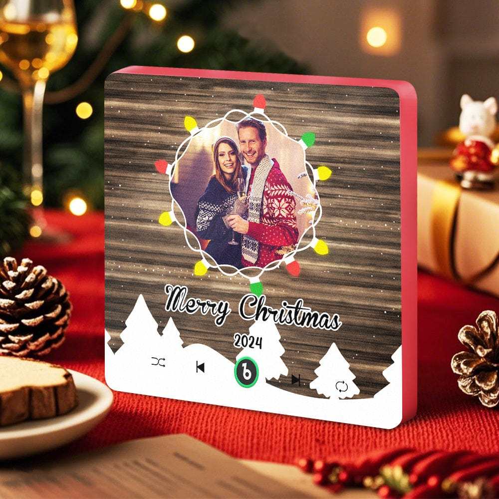 Christmas Gift Custom Music Fridge Magnet Personalized Photo Colorful Fame Fridge Magnet Christmas String Light - Fridgebeatsuk