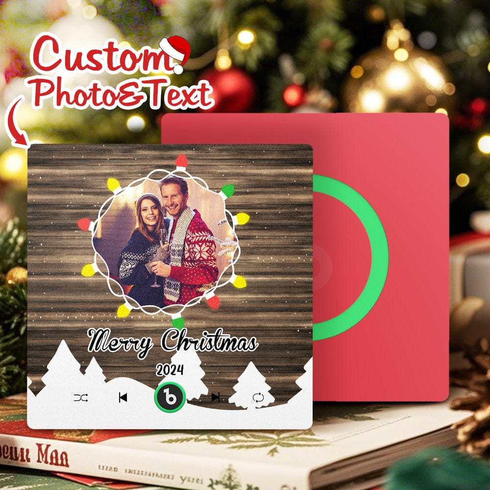 Christmas Gift Custom Music Fridge Magnet Personalized Photo Colorful Fame Fridge Magnet Christmas String Light - Fridgebeatsuk